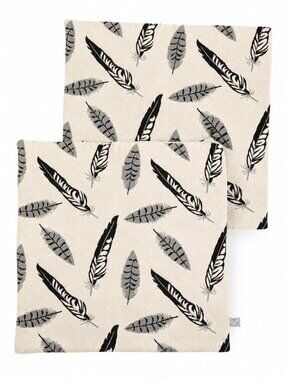 2 - SIMONS Black & Cream Leaf Jacquard Throw Pillow Cover